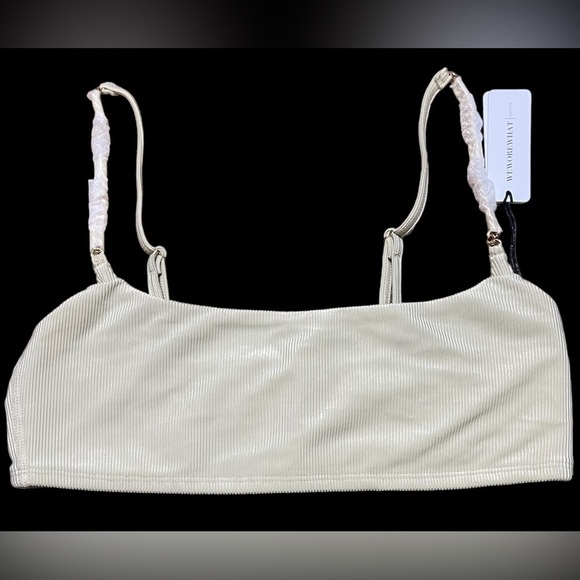 WeWoreWhat x Revolve Chain Cami bra top Gold Hardware Ribbed Khaki Size Medium - Picture 4 of 14